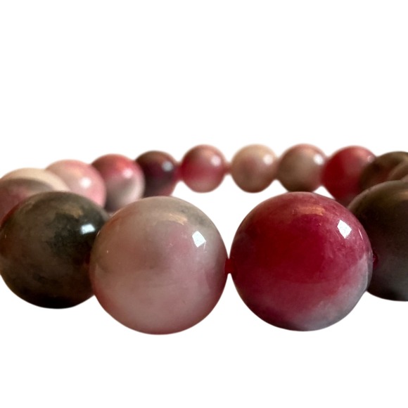 Jewelry - Unique! Natural Pink Stone Beaded Stretch Bracelet Round Beach Summer Yibe Y2K